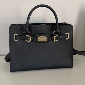 Michael Kors black leather Hamilton Satchel